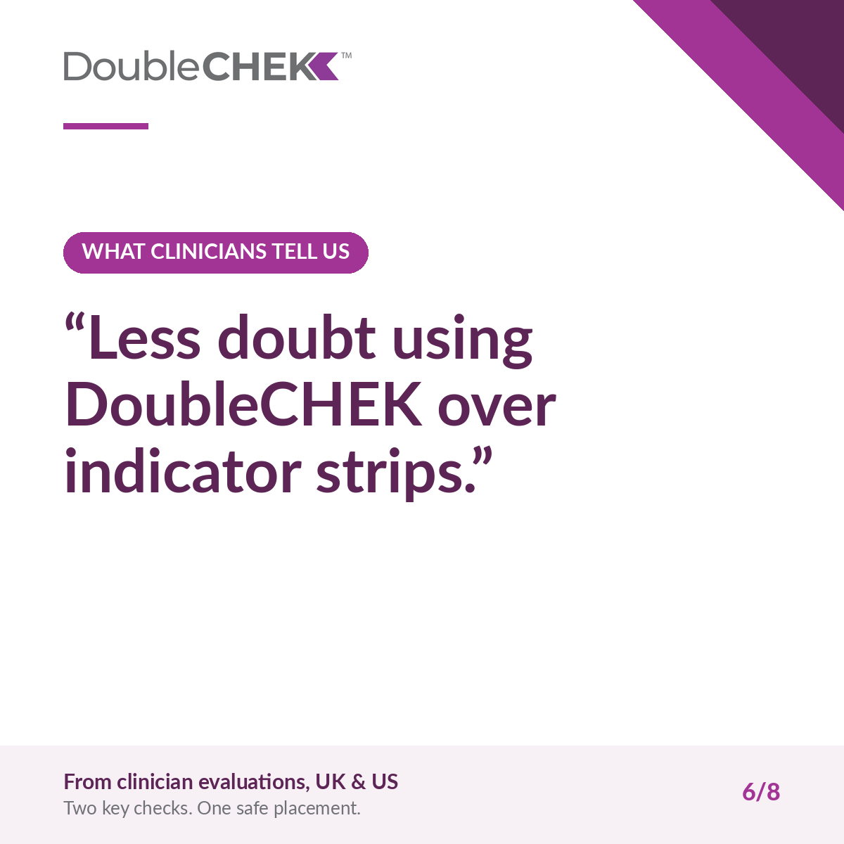 What clinicians tell us — DoubleCHEK